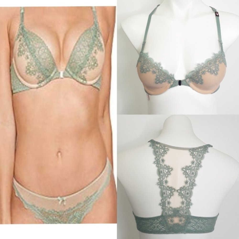 VS Dream Angels Green Front Close Push Up Bra NWT sz 32C